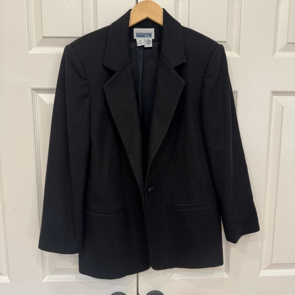 Vintage Prophecy Petite Black Women's Wool Blazer Jacket